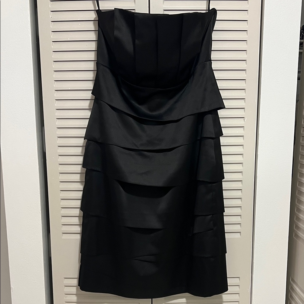 White House Black Market Strapless Black Tiered Dress